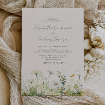 Boho witte wilde bloemen waterverf bloemige trouw