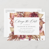 Boho Woestijn Bloemen Datum Wijzigen Aankondigingskaart (Voorkant / Achterkant)