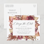 Boho Woestijn Bloemen Datumkaartje Aankondigingskaart (Voorkant / Achterkant)