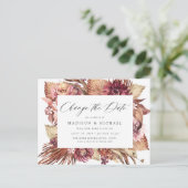 Boho Woestijn Bloemen Datumkaartje Aankondigingskaart (Staand voorkant)