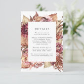 Boho woestijn bloemenbruiloft details informatiekaartje (Staand voorkant)