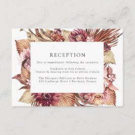 Boho woestijn bloemenbruiloft receptie informatiekaartje