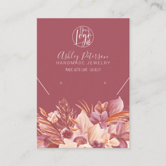 Boho woestijn bloemige logo sieraden oorbel kettin visitekaartje (Voorkant)