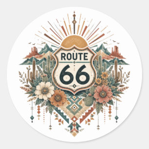 Boho woestijn bloemrijke weg decal ronde sticker