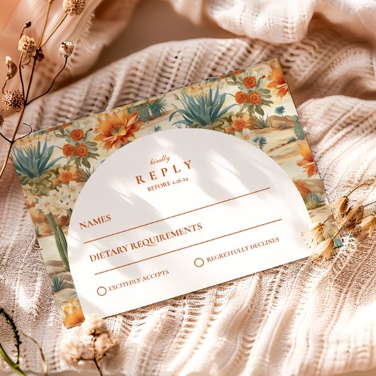 Boho Woestijn Boog Bruiloft RSVP Kaartje