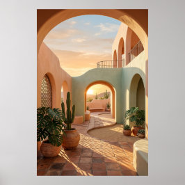 boho-woestijn-boog-zonsondergang-geometrische-binn poster