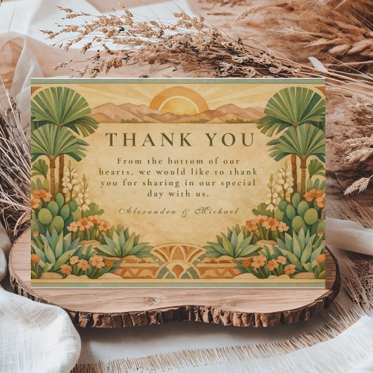 Boho Woestijn Botanische Bruiloft Bedankkaart