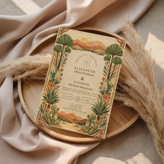 Boho Woestijn Botanische Bruiloft Kaart