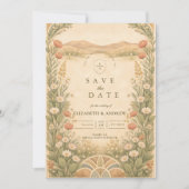 Boho Woestijn Botanische Bruiloft Save The Date (Voorkant)