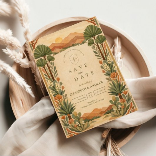 Boho Woestijn Botanische Bruiloft Save The Date