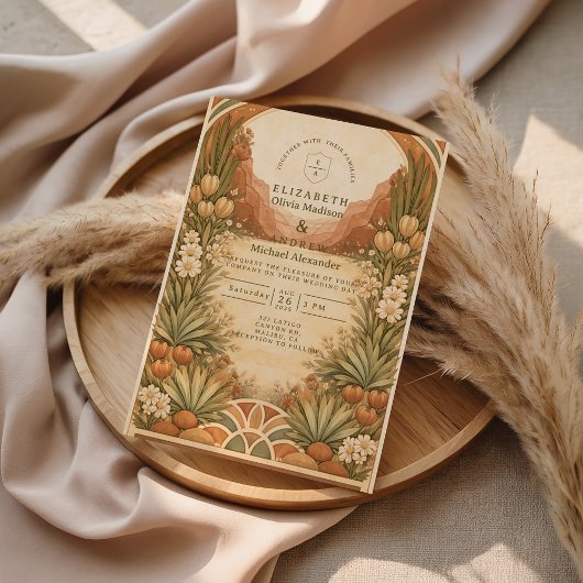 Boho Woestijn Bruiloft met Wilde Bloemen Kaart