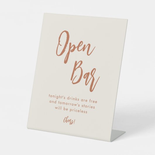 Boho woestijn bruiloft open bar tafel teken reclamebord met voetstuk (Voorkant)