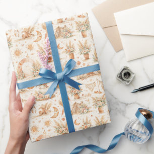Boho Woestijn Bruiloft Waterverf Patroon Cadeaupapier