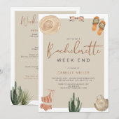 Boho Woestijn Cactus Bachelorette Reisplan Kaart (Voorkant / Achterkant)