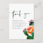 Boho Woestijn Cactus & Bloemen Fiesta Bruidsdiner Bedankkaart (Voorkant)