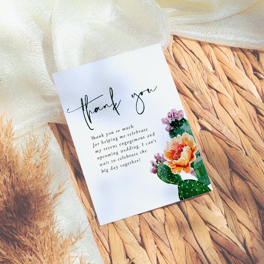 Boho Woestijn Cactus & Bloemen Fiesta Bruidsdouche Bedankkaart