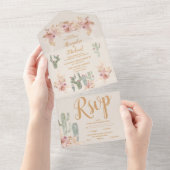 Boho woestijn cactus bruiloft all in one uitnodiging (Afscheurbaar)