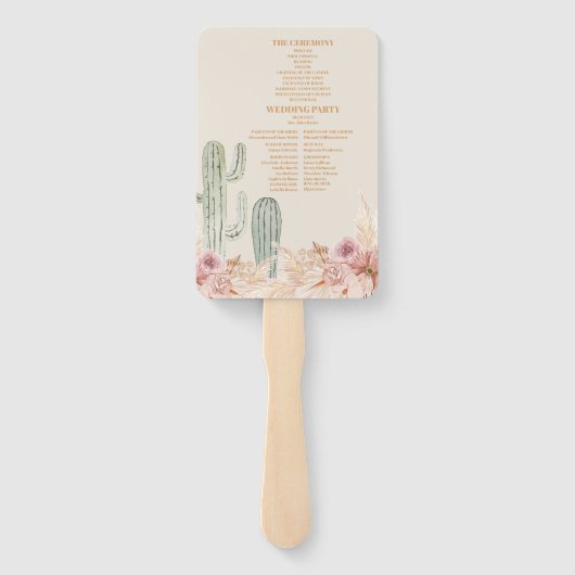 Boho woestijn cactus bruiloft handwaaier (Achterkant)