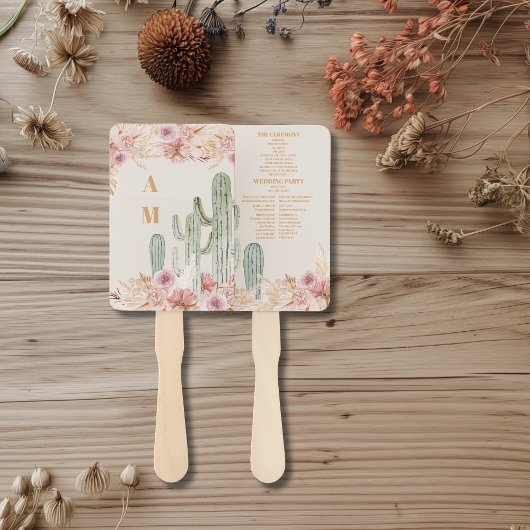 Boho woestijn cactus bruiloft handwaaier