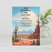 Boho woestijn cactus bruiloft kaart (Staand voorkant)