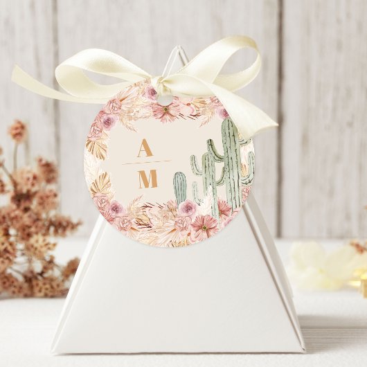 Boho woestijn cactus bruiloft ronde sticker