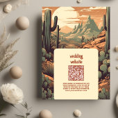 Boho woestijn cactus geïllustreerde bruiloft QR-co Informatiekaartje
