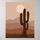 Boho Woestijn Cactus Maan Landschap Muurkunst Prin Poster (Voorkant)