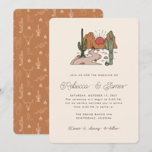 Boho woestijn cactus modern script bruiloft kaart