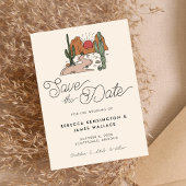 Boho woestijn cactus modern script bruiloft save the date