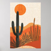 Boho Woestijn Cactus Zonsondergang Landschap Poster (Voorkant)