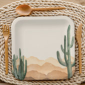 Boho woestijn cactus zuidwestelijke cowboy of cowg papieren bordje