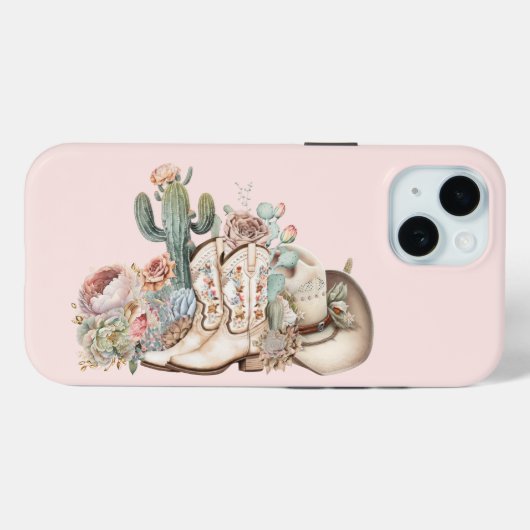 Boho woestijn cowgirl cowboylaarzen cowboy pet Case-Mate iPhone case (Achterkant (horizontaal))