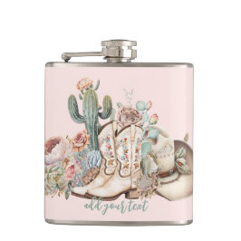 Boho woestijn cowgirl cowboylaarzen cowboy pet heupfles
