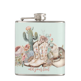 Boho woestijn cowgirl cowboylaarzen cowboy pet heupfles