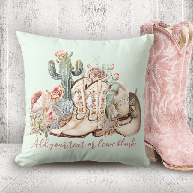 Boho woestijn cowgirl cowboylaarzen cowboy pet kussen (Boho desert cowgirl cowboy boots cowboy hat throw pillow)