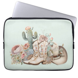 Boho woestijn cowgirl cowboylaarzen cowboy pet laptop sleeve
