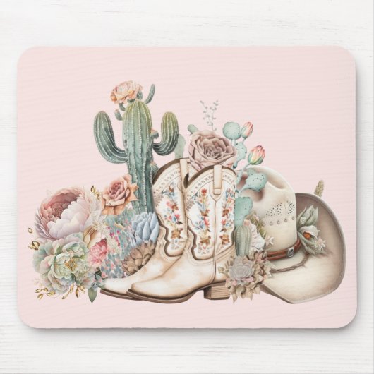 Boho woestijn cowgirl cowboylaarzen cowboy pet muismat (Voorkant)