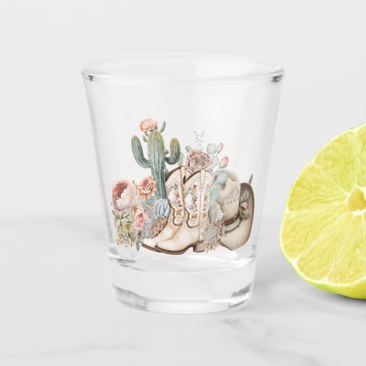 Boho woestijn cowgirl cowboylaarzen cowboy pet shot glas (Voorkant)