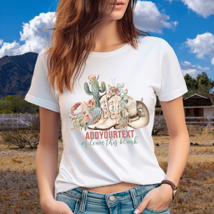 Boho woestijn cowgirl cowboylaarzen cowboy pet t-shirt