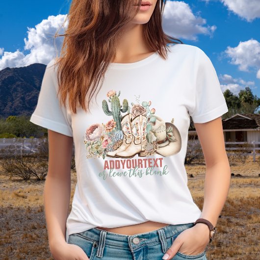 Boho woestijn cowgirl cowboylaarzen cowboy pet t-shirt