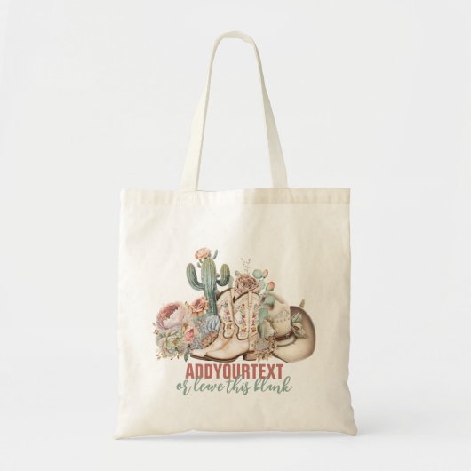 Boho woestijn cowgirl cowboylaarzen cowboy pet tote bag (Voorkant)