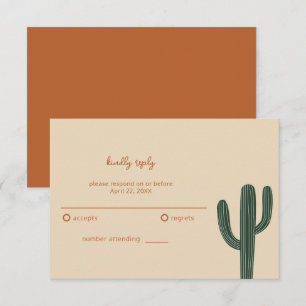 Boho Woestijn Eenvoudige Trouwdag RSVP Kaartje