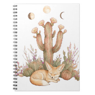 Boho woestijn Fennec Vos Slapend Onder Saguaro Cac Notitieboek