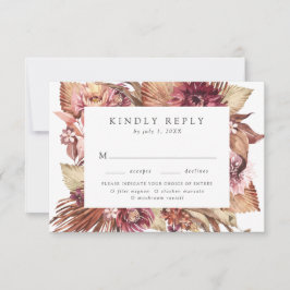 Boho woestijn Floral Maaltijd keuze RSVP Kaartje