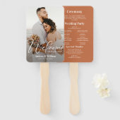 Boho woestijn foto bruiloft programma handwaaier (Voorkant en achterkant)