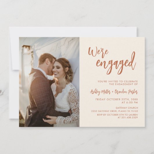 Boho woestijn foto verlovingsfeest uitnodiging (Voorkant)