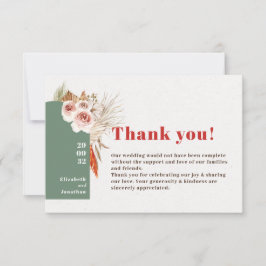 Boho-woestijn gedroogde bloemen aardtoon bedankkaart