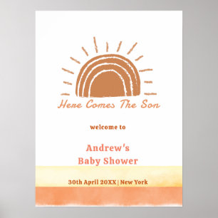 Boho Woestijn Hier Komt De Zoon Baby Shower Welkom Poster