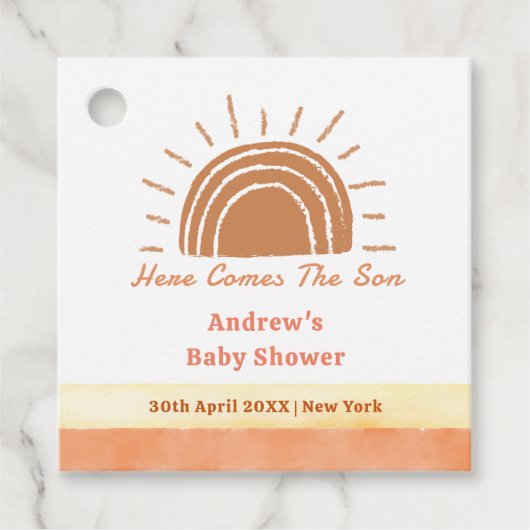 Boho woestijn hier komt het Son Baby shower Bedankjes Labels (Voorkant)