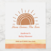 Boho woestijn hier komt het Son Baby shower Wijn Etiket (Enkel label)